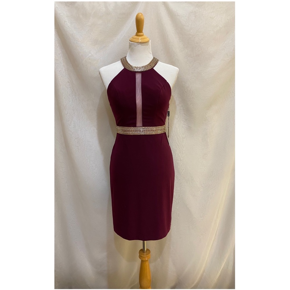 8073 FAVIANA short burgundy dress